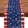 Corredor de Mesa Novo de Venda Quente Transfronteiriça para o 250º Aniversário do Dia da Independência, Corredor de Mesa de Linho com Estampas de Estrelas para o Dia da Independência Americana