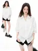 Camisa blanca de manga corta iamX para mujer, diseño de verano, estilo nicho, top de alta gama entallado a la cintura, nuevo modelo 2026