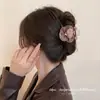 Presilha de Cabelo de Rede Cor de Café com Laço Floral, Acessório de Cabelo Requintado e de Alta Qualidade, Presilha de Mola para a Parte de Trás da Cabeça, Presilha para Rabo de Cavalo