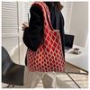 2024 Nuevo bolso ins bolso tejido bolso de hombro de moda bolso rombo bolso tote de gran capacidad bohemio