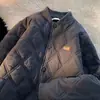 Chaqueta de algodón con estampado de rombos estilo americano, chaqueta de béisbol holgada para hombre de otoño/invierno, chaqueta casual moderna y versátil para pareja