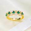 Zhuozhifan 2023 Nuevo Modelo Anillo de Plata de Ley S925 Moda Piedra Preciosa de Color Esmeralda Artificial Fila de Diamantes Estilo Personalizado Moda para Mujer