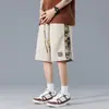 Bermuda Cargo Masculina Verão Fina Funcional Casual Americana Cinco Pontos Marca Tendência 2024 Respirável Off-White