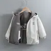 Jaqueta Reversível para Meninas, Estilo Primavera e Outono, Novo Modelo 2026, Casaco Infantil Estiloso, Corta-vento com Capuz para Primavera para Crianças Maiores