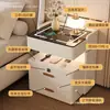 Mesa de cabeceira inteligente, multifuncional, leve e com design minimalista para uso no quarto, apresentando trava por impressão digital e senha
