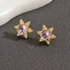 Venta al por mayor transfronteriza Elegantes y exquisitos Pendientes de alta gama Geométricos Estrella brillante con incrustaciones de diamante Pendientes grandes multicolores para mujer