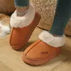 Pantuflas de Felpa de Algodón Transfronterizas para Mujer, de Suela Gruesa, Forradas de Felpa, Cálidas, Antideslizantes, Adecuadas para Uso en Casa y al Aire Libre, Pantuflas de Algodón para Nieve de Punta Cerrada al por Mayor