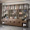 Prateleira de Exibição de Madeira Maciça, Estante de Armazenamento Estilo Chinês Totalmente em Madeira Maciça, Decoração para Sala de Chá do Escritório, Divisória de Madeira de Olmo, Conjunto Completo de Armários de Exibição e Armazenamento
