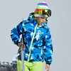 Ropa de Esquí Infantil Kuluoxing Ropa de Esquí para Niños e Niñas Impermeable Cálida Transpirable Exterior Chaqueta Gruesa de Algodón