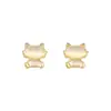 Brincos de Gato em Prata Pura S999 com Pedra Olho de Gato Coreano para Mulheres, Design de Nicho, Brincos Mini Gatinho Versáteis Estilosos e Fofos