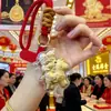 Llavero de Oro Puro 999 Colgante de Oro Caballo Dorado Llevando Riqueza Bolsa de Dinero de Buena Suerte Adorno para Colgar en el Coche Regalo de Alta Gama