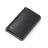 Fabricantes producen tarjetero multifuncional de cuero marrón y aleación de aluminio con soporte oculto para tarjetas de crédito, tarjetas de transporte y tarjetas de presentación con tecnología RFID