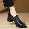 2026 Nuevo Estilo Zapatos de Piel Suave Estilo Británico Retro con Suela Gruesa y Punta Fina sin Cordones para Viajar, Zapatos Versátiles de Alta Gama