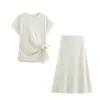 ZA Comercio Exterior 2025 Primavera Nuevo Estilo Europeo y Americano Moda Femenina Elegante Casual Suave Top Conjunto de Vestido Midi