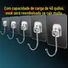 Ganchos Adesivos Transparentes Atacado Sem Furo, Ganchos Fortes Sem Rastro para Armazenamento de Chapéus, Cozinha, Banheiro, Ganchos para Roupas Atrás da Porta