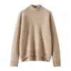 Suéter de Cashmere Meia-Gola para Mulheres, Suéter de Tricô Pulôver Espesso, Novo Estilo Outono e Inverno 2025, Suéter de Lã Solto, Suéter Camada Base