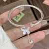 Pulseira Borboleta de Prata Pura 999 para Mulheres, Mensagem Auspiciosa, Pulseira de Joia de Prata Robustinha, Novo Estilo Chinês Presente de Aniversário para Namorada
