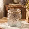 Pote de Vidro com Padrão Embossado Espesso Recipiente para Armazenamento de Cereais na Cozinha Estilo Corda de Cânhamo Garrafa para Armazenamento de Lanches Flores Chá Produtos Secos