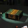 Caixa de Armazenamento Quadrada de Madeira com Imitação de Cobre Vintage Caixa de Armazenamento para Diversos de Mesa Objetos Pequenos Caixa de Armazenamento para Acessórios de Fuga Jóias