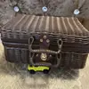 Maleta tejida de ratán vintage color café, Caja de regalo tejida, Caja de almacenamiento exterior para bodas, Caja de almacenamiento para el hogar lista para usar tejida de bambú