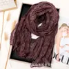 Moda Outono e Inverno Lenço Plissado Retrô Elegante Estiloso Gradiente Cor Sólida Lenço de Seda Amassado Aquecedor de Pescoço Lenço de Pescoço Versátil