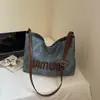 Bolsa Transversal Casual com Carta de Comércio Exterior Transfronteiriço, Bolsa de Ombro Elegante e Versátil para o Trabalho, Bolsa de Ombro Tipo Saco Simples de Grande Capacidade