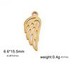Gran oferta, colgante pequeño con alas de ángel y plumas chapadas en oro real de 18 quilates, pieza de conexión con doble agujero, accesorios de joyería DIY