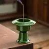 Quemador de Incienso Alto Verde Oliva Hecho en Fábrica, Cerámica, Estética Estilo Song, Portainciensos, Base para Varilla de Incienso, Adorno de Alta Gama, Resistente al Polvo, Exquisito