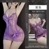 Nueva Talla Única Morado Encanto Sexy Pijama para Mujer Puro Deseo Transparente Hueco Encaje Tirante Malla Camisola Tentación Bata de Noche