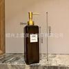 Garrafa Plástica Quadrada de Grande Capacidade 500ml Marrom Café Corpo de Garrafa com Pressão Sabonete Líquido Shampoo Loção