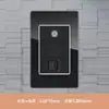 Tomada de Parede 3 Posições Painel Embutido Tipo 118 Vidro Preto Padrão Brasileiro 20A com Porta USB + Tipo C