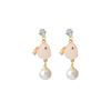 Brincos de Agulha de Prata com Longa Franja, Pérola Elegante, Coelho de Jade Fofo, Brincos de Personalidade da Moda, Alto Senso, Atacado de Joias Femininas