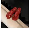 ¡Listo en Stock y Enviado en Segundos! Cubrezapatos Estilo Mamá Uva Punta Cuadrada Planos Versátiles Suela Exterior Sandalias de Verano con Punta Abierta Espiga para Mujer