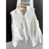 2026 Novo Verão Estilo Fino Elegante Emagrecedor Gola V Sem Mangas Blusa de Ráfia Camisa Base Atacado H10Ct3922