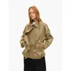 Trench Corto Elegante de Doble Botonadura con Cuello Negro que Ceñe la Cintura Age of Ascen para Mujer, Otoño 2026