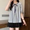 Foto Real de Ropa de Verano para Mujer Tallas Grandes Estilo Japonés, Delgada Semitransparente con Protección Solar, Camisa de Botones Sencilla de Nicho M-4XL 100kg