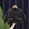 Conjunto de Jaqueta Acolchoada de Algodão em Formato F para Crianças, Jaqueta Acolchoada de Algodão com Zíper de Inverno