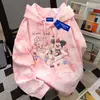 Moletom com Capuz Estilo Coreano Desenho Animado Americano Criativo e Interessante 2025 para Mulheres Outono e Inverno Hello Kitty Tie-Dye Preguiçoso Rosa