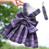 Roupa com Peitoral e Guia estilo Colete Xadrez JK para Cães e Gatos, Roupas para Exterior para Teddy e Bichon