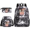 Mochila escolar con estampado de My Melody Kuromi Culloy, estuche de 3 piezas, bolso de hombro, mochila para estudiantes.