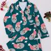 Comercio Exterior Transfronterizo Primavera y Otoño Casual Cómodo Estampado de Tortuga Manga Larga Pantalón Largo Estilo Europeo y Americano Conjunto de Pijama Ropa para el Hogar Pijama para Mujer