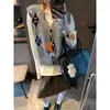 Moqie Otoño Nuevo Estilo Estilo Universitario Retro Patrón de Diamantes Jacquard Cuello en V Chaleco de Lana Tejido Mq1849