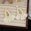Pendientes Exagerados para Fotografía de Viaje de Verano, Pendientes Bohemios de Paja con Borlas para Mujer, Accesorios de Pendientes Estilo Vacaciones en la Costa