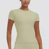 Nueva camiseta de color liso, ropa de yoga de secado rápido, top versátil de manga corta para fitness, cubierta para correr al aire libre y deportes, de manga corta para mujer