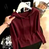 Suéter casual con capucha para mujer, otoño e invierno, cordón, corto, puños acanalados, cómodo, para el día a día, capa base de manga larga para mujer, pequeño