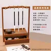 Estante para Pinceles Colgador de Plumas Caja de Almacenamiento de Madera Maciza Estante de Exhibición Colgador Especial para Pinceles de Caligrafía Adornos Creativos Antiguos Escritorio Grande