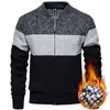 Comercio Exterior Otoño e Invierno Nuevo Suéter Forrado de Polar para Hombre Moda Coreana Chaqueta Cardigan de Punto para Hombre Ropa de Béisbol Casual para Hombre