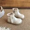 Botas de Cuero Forradas de Felpa para Niñas Invierno Nuevo Estilo Botines Cortos con Lazo Botas de Algodón Estilo Princesa Cálidas para Niños Suela Suave Botas Antideslizantes