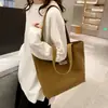 Bolsa de Lona Engrosada, Gran Capacidad, Bolso de Mano Lavado, Bolso de Hombro para Combinar Diariamente, Bolso de Mano Simple Estilo Ins, Para Llevar en la Mano