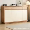 Zapatero de madera maciza color nogal para la entrada del hogar, almacenamiento integrado en cajón de gran capacidad, zapatero de entrada, de pie, contra la pared